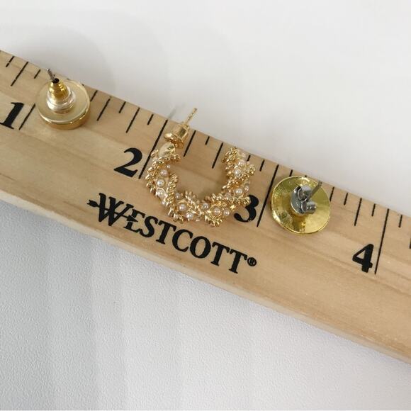 Kate Spade Gold Tone Clover Disk Hoop Stud Earrings Lot Set Bundle Preppy Dainty - Picture 9 of 9